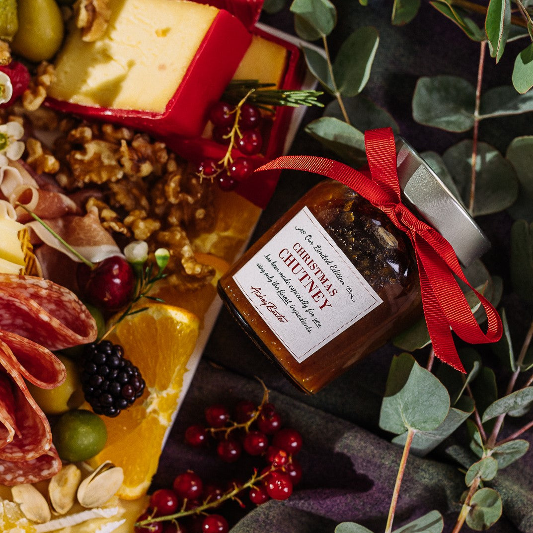 Baxters Limited Edition Christmas Chutney amongst a festive charcuterie board