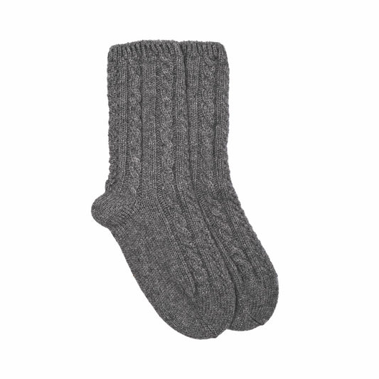 Add 1 x Kinalba Cashmere Soft Grey Cable Knit Bed Socks