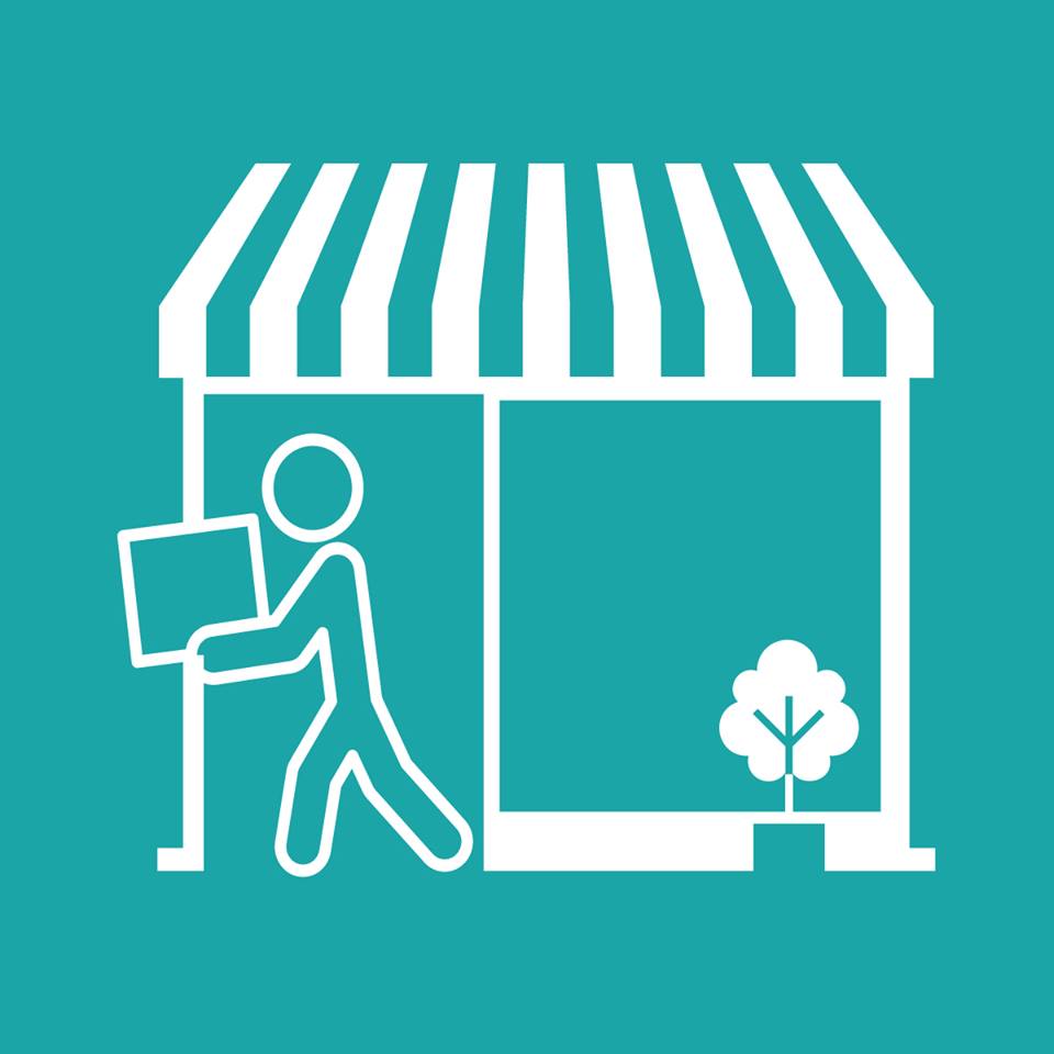 Person carrying a parcel from a shop icon